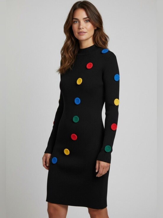Anthony Michael Dresses & Skirts - Anthony Michael Wool Blend Sweater Dress Small Black Body Con 80s Pop Art